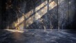 © Harry - A dark room with a concrete floor and walls illuminated by a beam of light