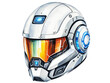 © Fotograf - A close-up view of a helmet with a bright blue light shining from the front