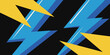 © Priya - Blue lightning bolt shapes striking with yellow triangles on black background dynamic energy abstract background for power communication technology and innovation concepts dynamic graphic resource for