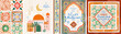 © Ardea-studio - Ramadan Kareem. Eid Mubarak. Vector cute illustrations of a mosque,tile, ornament, crescent moon, mosaic, frame, pattern, and lantern for greeting card, invitation, poster and background
