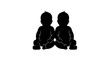 © ponidi - Silhouette of two babies sitting together facing away.