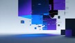 © Background Shop - A blue and purple abstract painting on a white wall.