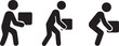 © Art and png  - A minimalist depiction showcases a person carrying a rectangular package while another figure appears to be running all in silhouette high quality professional detailed modern
