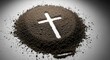 © MAJIDULISLAM - Ashes with white cross symbol on gray surface