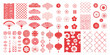 © Apurba - Collection of red asian patterned elements and floral motifs on white