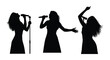 © Design planet1001 - Female singer silhouettes performing on white background