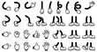 © Creative Design - Retro cartoon legs and hands, Hands with gloves and feet with boots, various poses for characters, a set of poses, gestures, placement of hands and feet. Mascot character set. Cartoon set of limbs