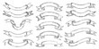 © Barsha - Collection of decorative silver ribbon banners and scrollwork elements