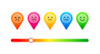 © Graphics Zoo Review - Colorful location pins on a progress bar scale from red to green isolated on transparent background