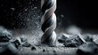 © StockAlchemy - Close-up of a drill bit boring into stone, with dust and debris flying