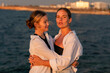 © svetograph - Mother Daughter Sunset Embrace Ocean Beach Love