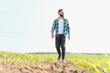 © Serhii - Agronomist walking and inspecting growing corn field