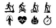 © nichosi - Fitness and exercise black and white icon set