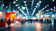 © Miss Lora - Abstract Blurred Modern Exhibition Hall Background with Teal and Orange Hanging Lights