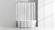 © vxnaghiyev - Clear fabric shower curtain front mockup with closed polyester cover