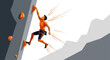 © Bogdan - Vector illustration of a man rock climbing. Sport, adventure, fitness, exercise, and strength concept. Clean design for websites, apps and marketing.