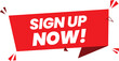 © Crafter Hub - A red banner with white text that reads Sign Up Now on a white background