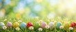 © Thanawat - Colorful easter eggs displayed on lush green grass under bright sunshine celebrating spring festivities in a natural outdoor setting vibrant scene for family gatherings