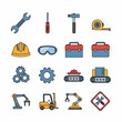 © Agu - Industrial tools and machinery icons set for construction and engineering.