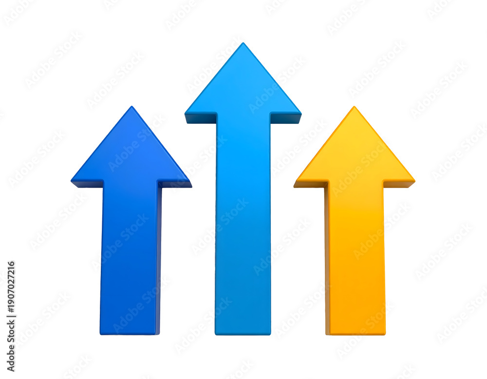 Three Arrows Pointing Upwards On White Background image Stock Photo ...