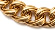 © digitalshop - Close-up macro shot of a thick, luxurious gold chain bracelet with interlocking links on a white background.