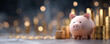 © Yeti Studio - Digital savings background with piggy bank and stacked coins symbolizing financial stability