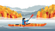© Ophelia - Autumn kayaking adventure: tranquil lakeside with vibrant fall foliage