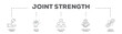 © Ski14 - Joint Strength banner web icon vector illustration concept with icon of Combined Power, Mutual Force, Collective Energy, Cooperative Potency, Unified Strength