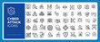 © Pixel_Forge - Cyber Attack Outline Vector Icon Set – Hacker, Malware, Phishing, Virus, Ransomware, Firewall, Data Breach, Shield, Bug UI Web App Editable Stroke Modern