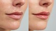 © Kristina - Before and after lip skincare treatment showing dry chapped lips and hydrated smooth result
