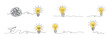 © Ira - Continuous one line light bulb idea illustration set, creative solution concept with tangled line and paper plane, hand drawn minimal vector on transparent background