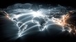 © Alfanachmad - Global Connectivity Illuminated World Map Depicting Light Trails of International Trade and