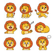 © Kevin - Cartoon lion emoticon set in various happy and playful expressions