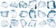 © Ali - a collection of various sized and shaped clear ice cubes melting slightly on a transparent background, perfect for beverage and cooling themes.