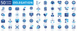 © Iconjam - Delegation icon set collection in flat style. icon pack contain assign, task, share, trust, team, leader, responsibility, manage, work, organize