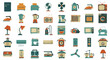 © Mahmudul - Retro home appliance icon set – vintage kitchen electronics and household devices vector collection