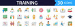 © Ayat - Collection of modern training icons featuring education and technology symbols in a grid layout on a clean background