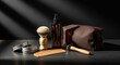 © PIX OF WORLD AI - Traditional men's shaving and grooming essentials on dark background