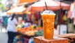 © SA7 - Iced Thai Tea in Plastic Cup at Vibrant Asian Street Food Market