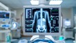 © LittleDreamStocks - Medical monitor displaying full body X ray scan in hospital environment, representing diagnostic imaging, radiology technology, and modern patient care.