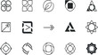 © Rahim - Print Modern Abstract Minimalist Logo Set Featuring Geometric Nature Symbols Botanical Leaves Directional Arrows and Symmetric Fractal Patterns