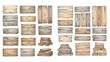 © liana - Collection of various aged and weathered wooden planks, panels, and signs with rustic textures.