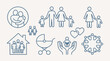 © StockStudio - Family and Relationship Icons Set with Concepts of Love, Care, and Community