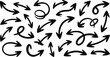 © fatimatz - A diverse collection of hand drawn black arrows pointing in multiple directions and styles