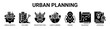 © santerabos - Urban Planning web banner icon vector illustration concept with icon of urban growth, site preparation, infrastructure development, land planning, zoning, blueprint, and project approval.