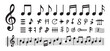 © Mukti - Set of hand drawn musical symbols notes and elements on white background for design and creative music projects