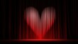 © Newleks - Red velvet stage curtains glowing with a heart shaped spotlight, illuminating the romantic passion and allure of love, performance, and theatrical celebration