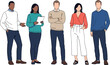 © NURUL - Flat vector illustration of a diverse professional team in modern casual business attire for website and marketing