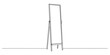 © Haus - Continuous one line of a tall standing mirror with a slim frame, depicting accent furniture in a private space, drawn illustration.