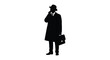 © Ajahar - A distinguished man in a coat and hat stands with a briefcase depicted as a striking silhouette